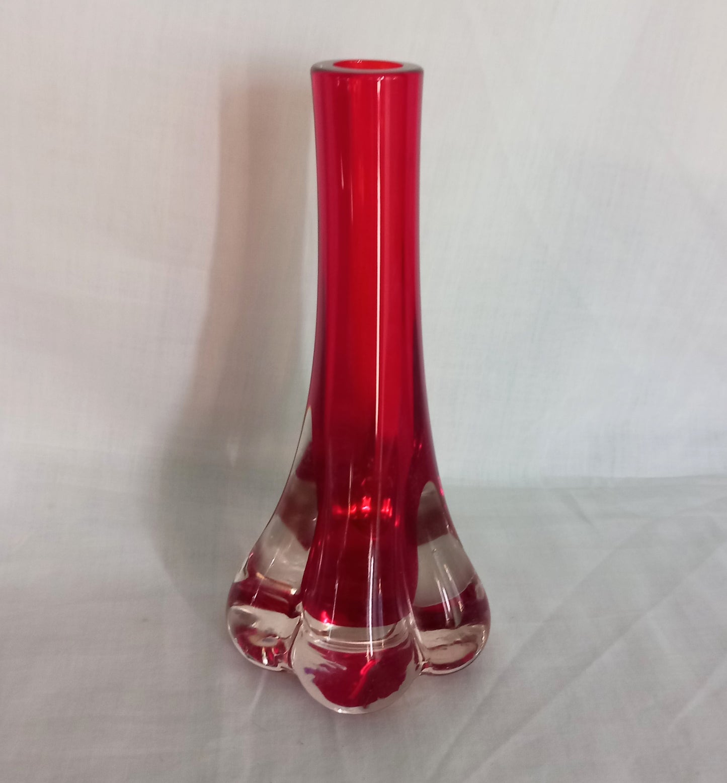 Whitefriars #9728 ruby red Elephants Foot cased glass vase