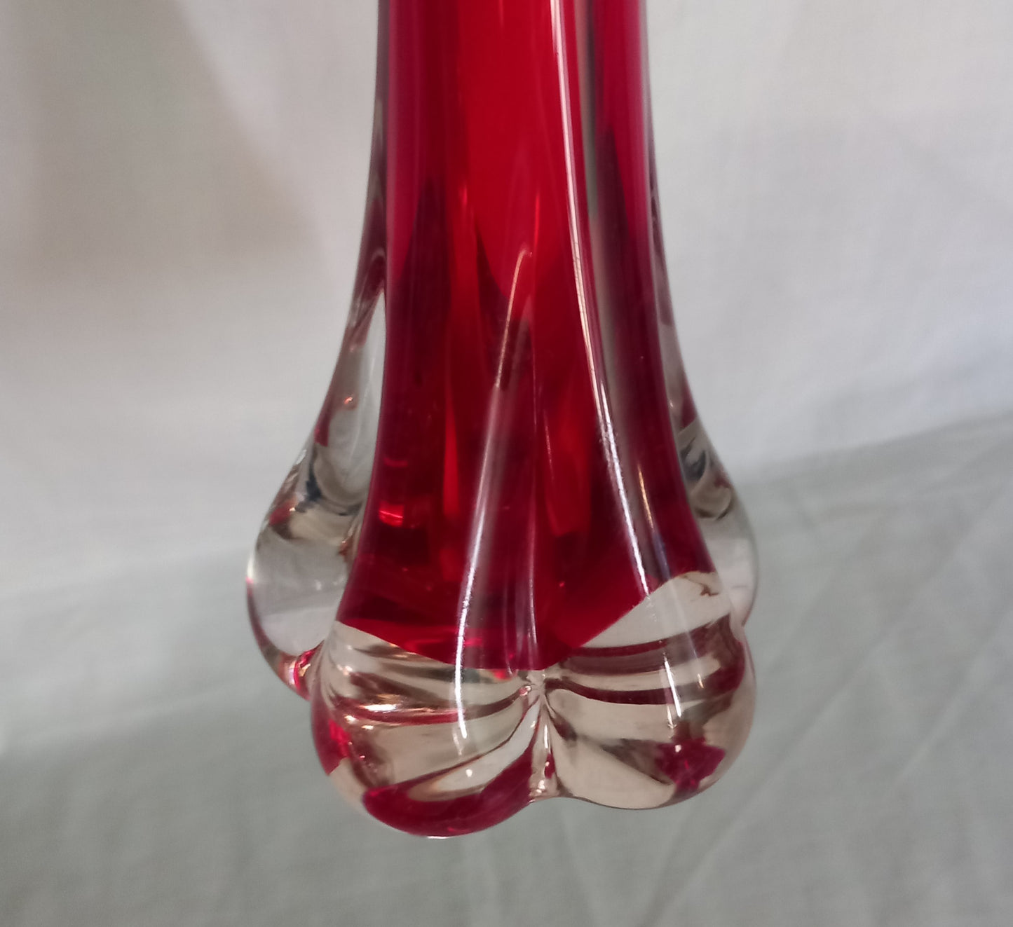 Whitefriars #9728 ruby red Elephants Foot cased glass vase
