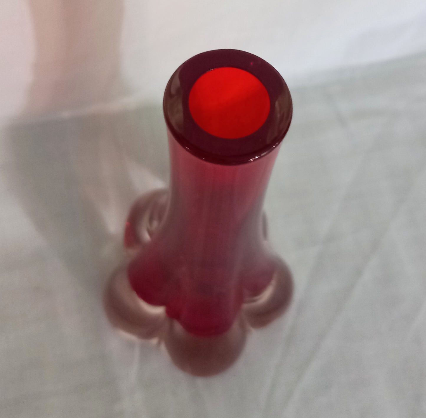 Whitefriars #9728 ruby red Elephants Foot cased glass vase