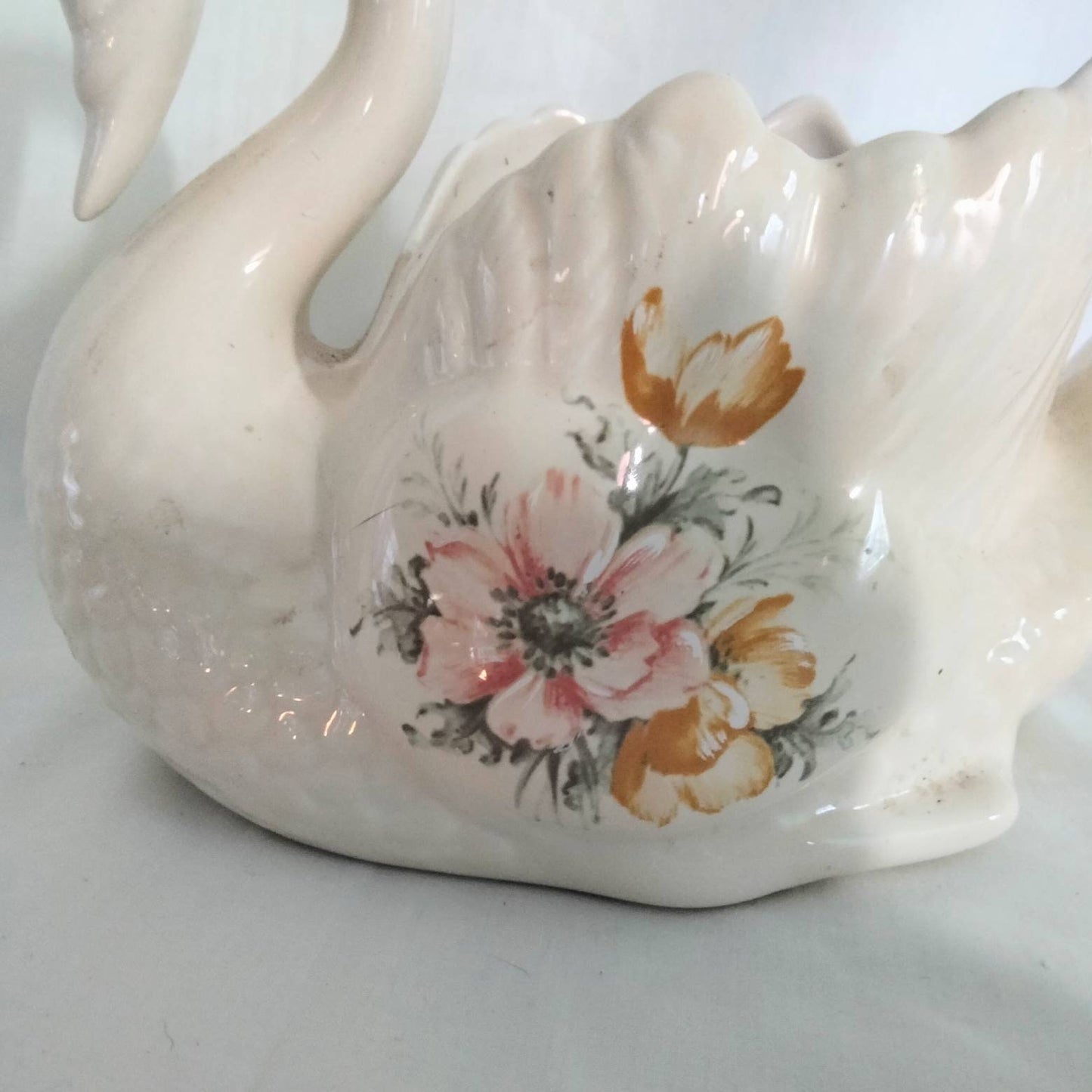 1980s St Michael M&S white swan planter vase 7.5"
