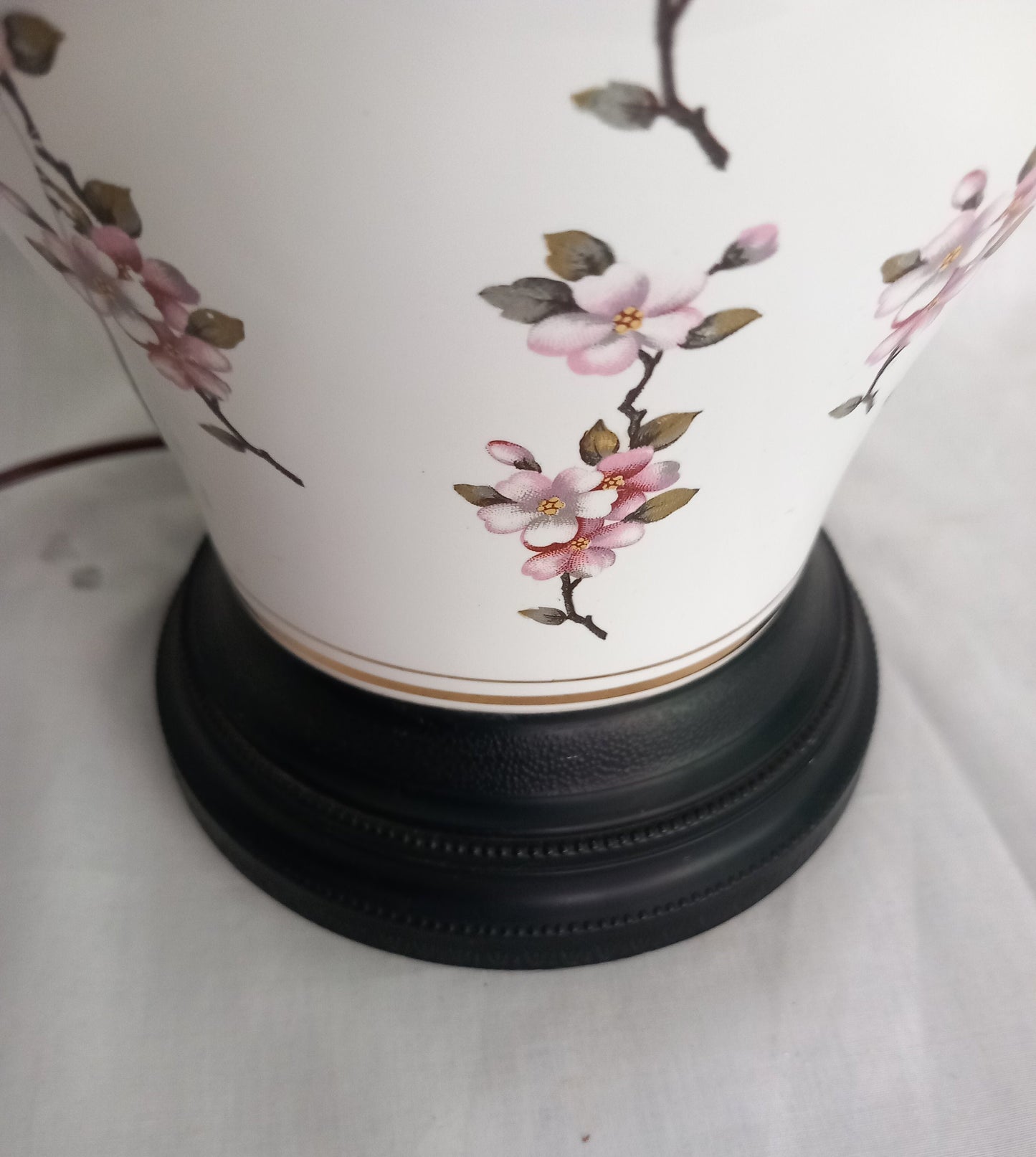 1980s Pink Flower Pattern Ginger Jar Ceramic table lamp 14.25"