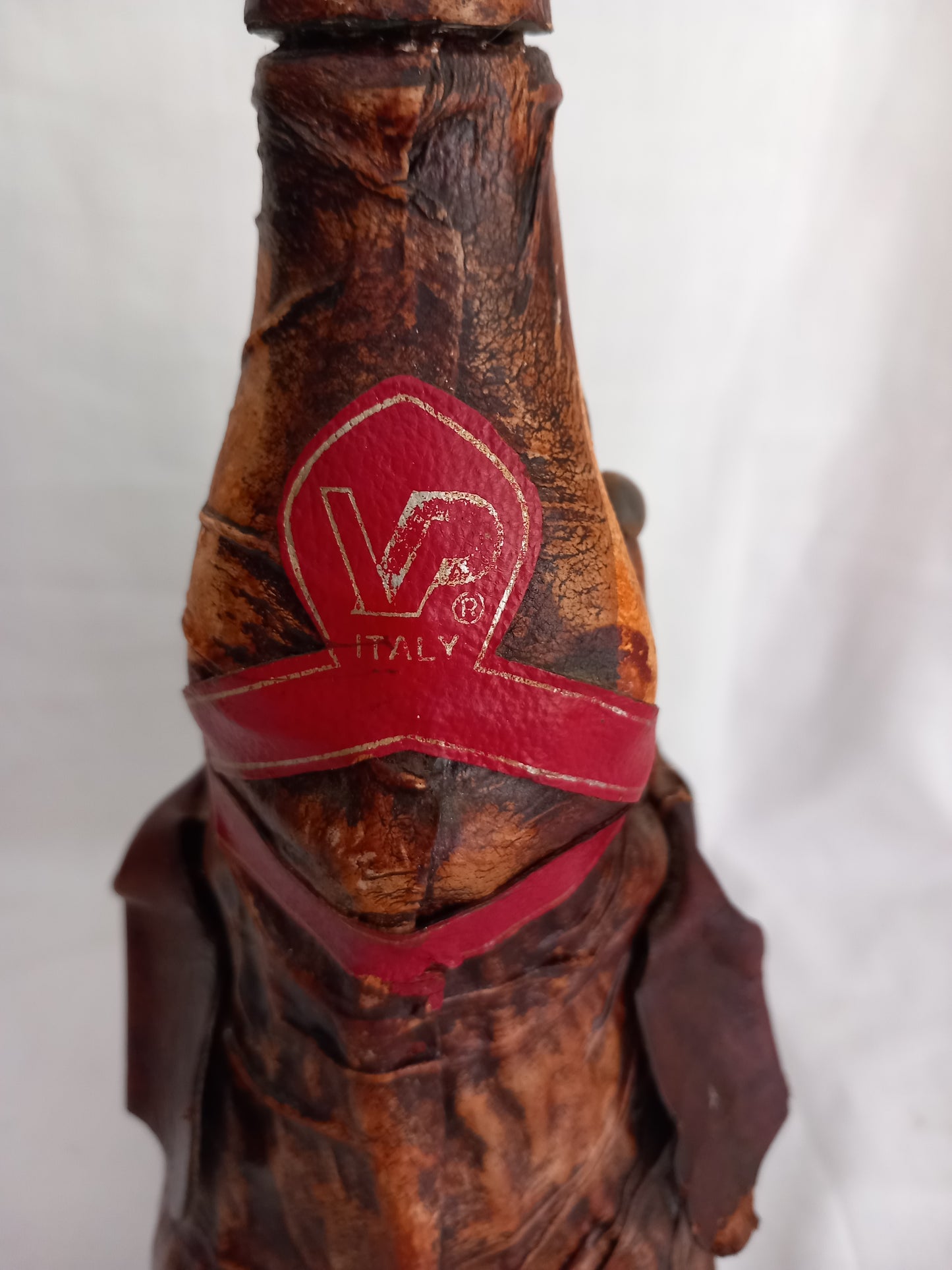 Vintage Vetro Pelle Italian Glass & Brown Leather Elephant Decanter Bottle 14.5"