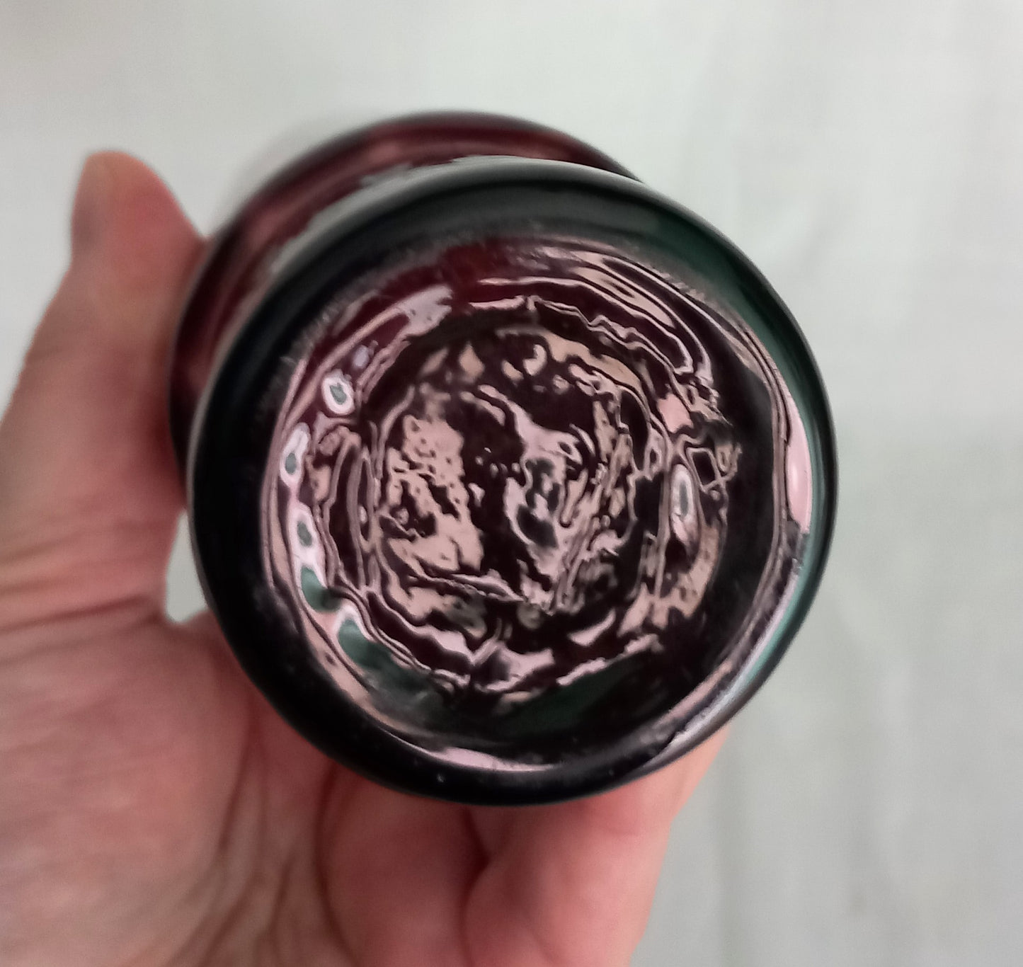 Vintage Mid Century Alsterfors Aubergine Purple Textured Glass Vase 8.5"