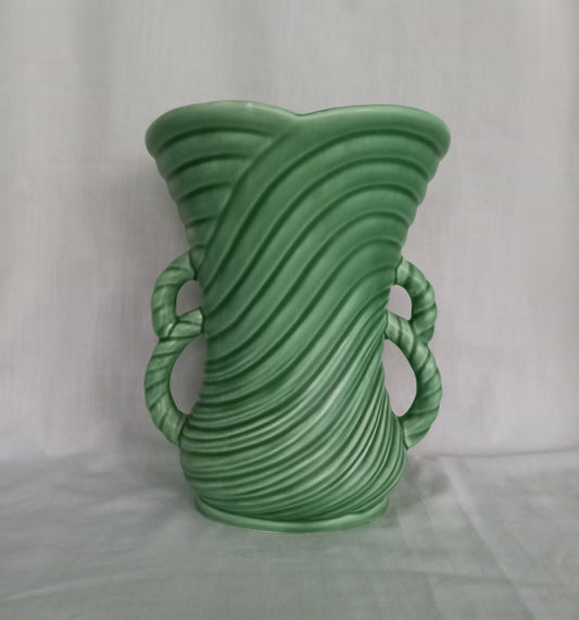 Vintage Sylvac Green Rope Design Vase 1307 8.5"