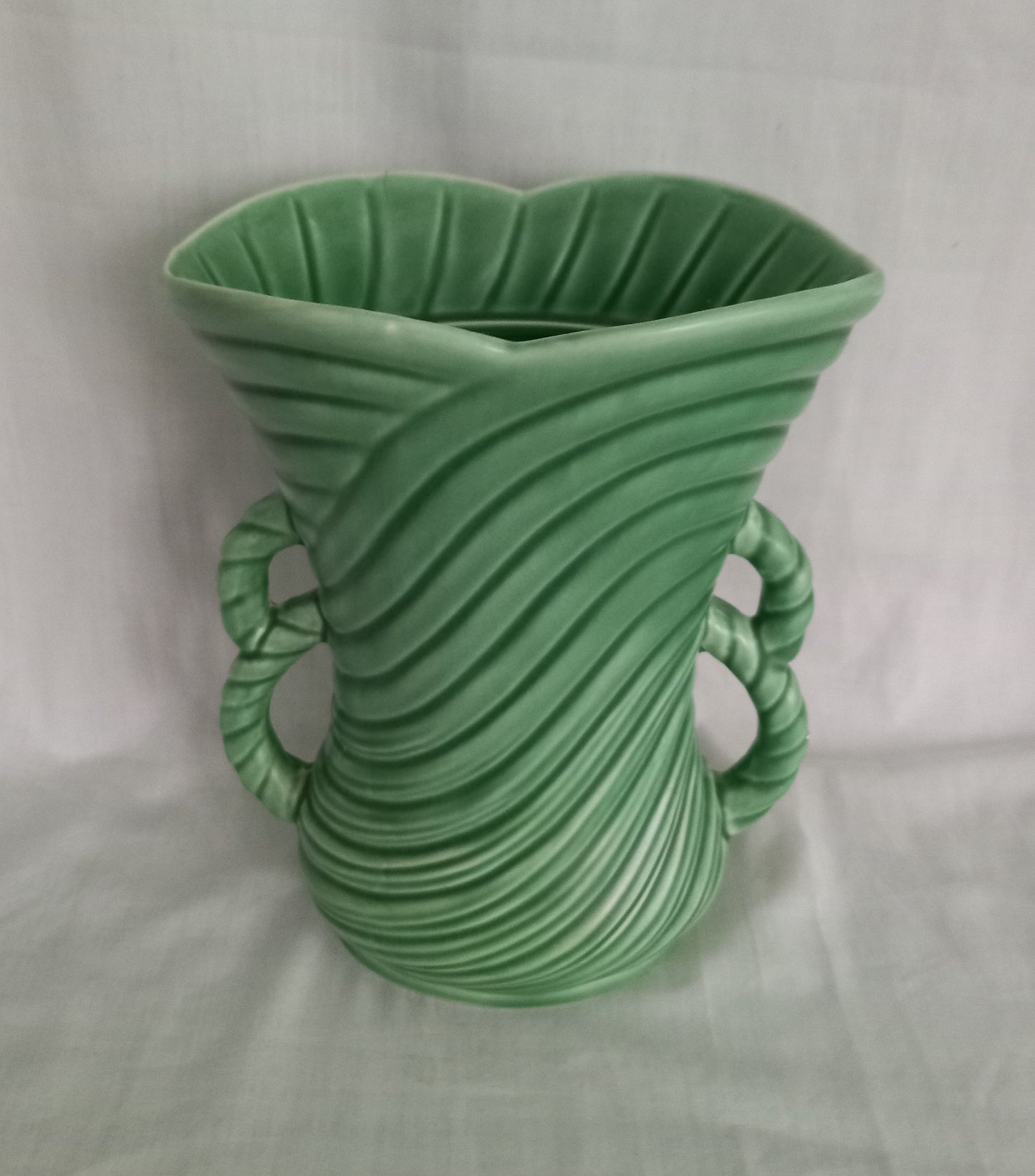 Vintage Sylvac Green Rope Design Vase 1307 8.5"