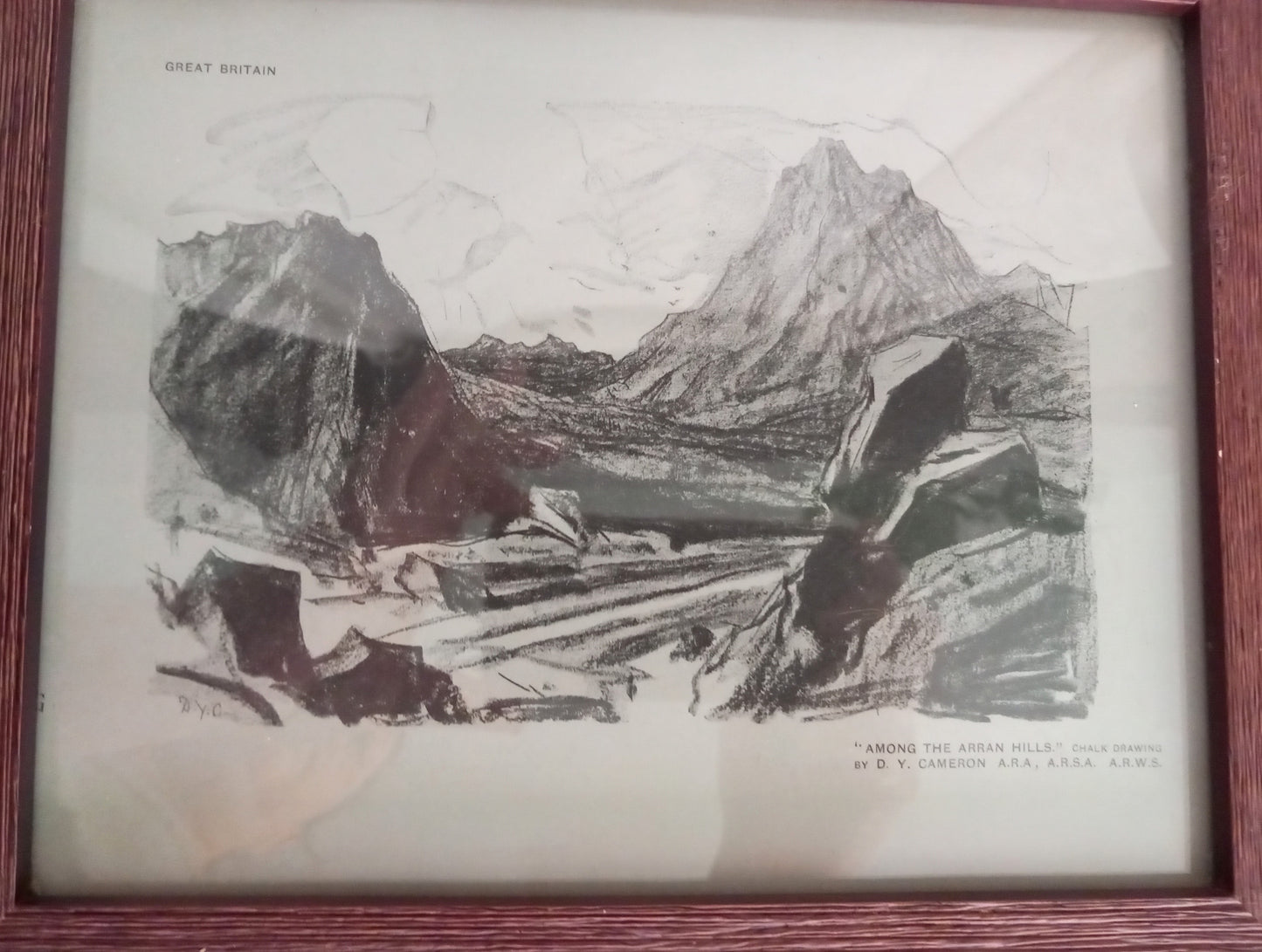 Framed C1920s Print 'Among The Arran Hills' By D Y Cameron