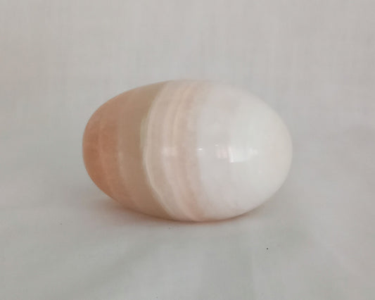 1970s Mid Century green & orange onyx polished stone egg
