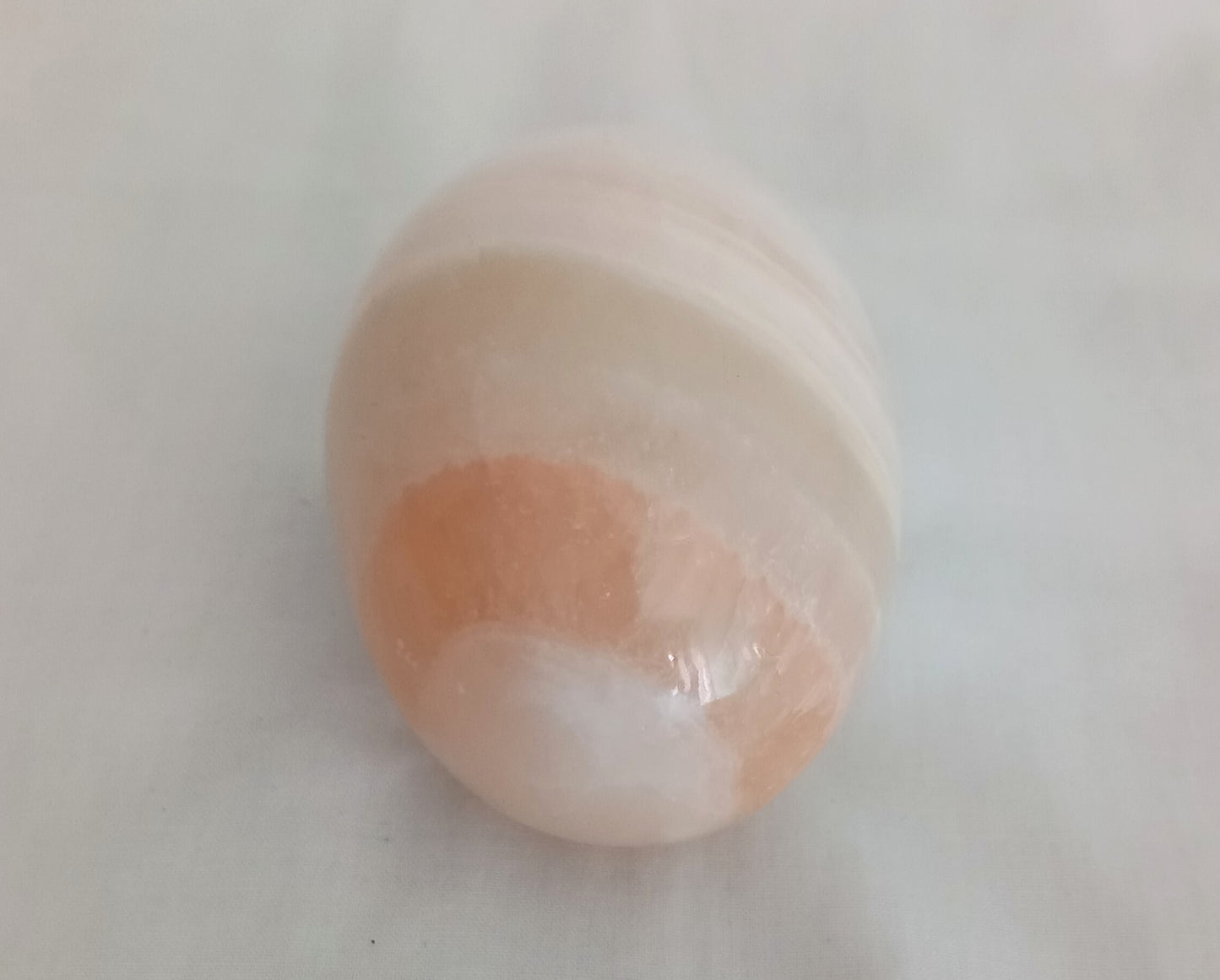 1970s Mid Century green & orange onyx polished stone egg