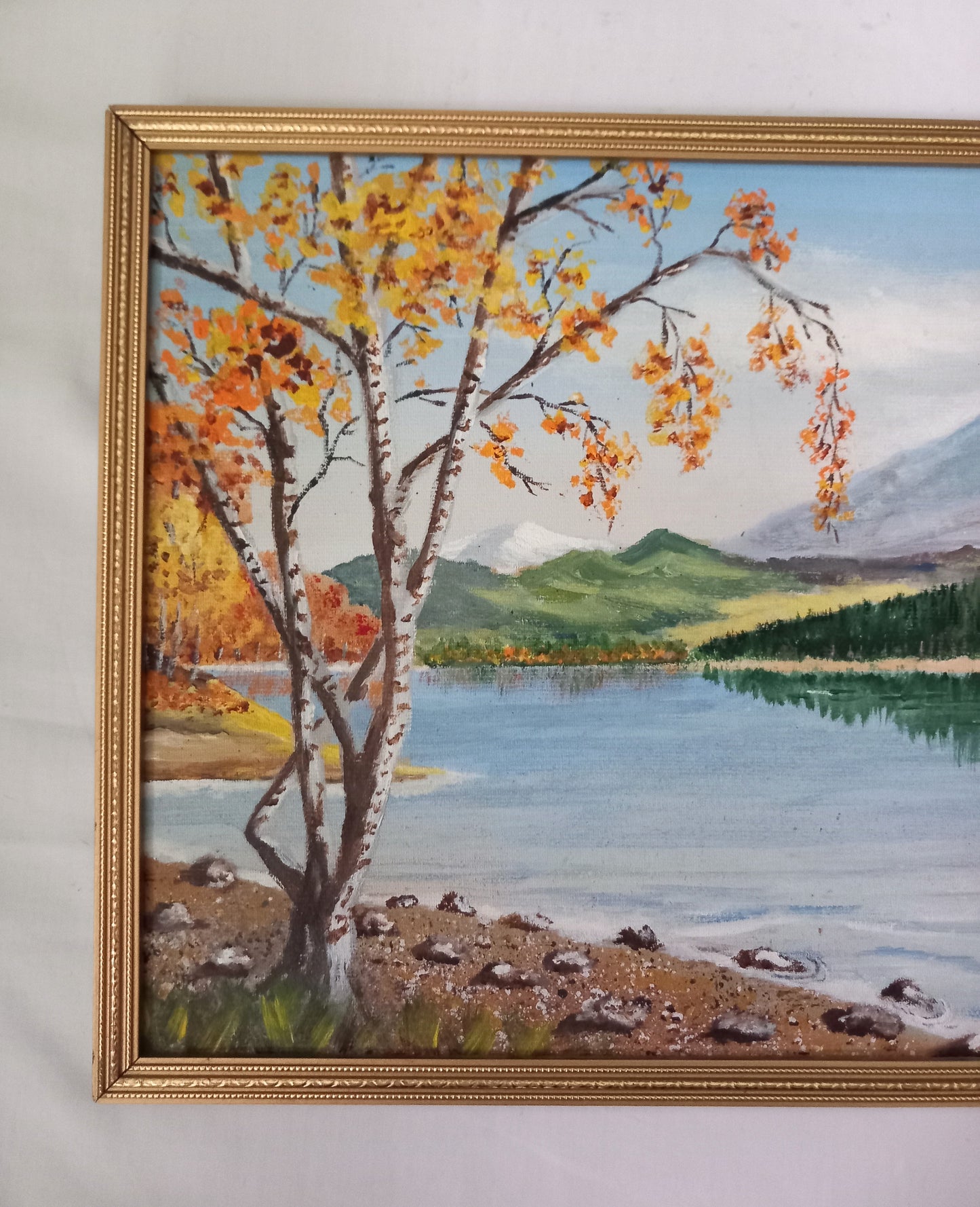 1980s oil painting of Loch Rannoch in gilt frame 12.75"