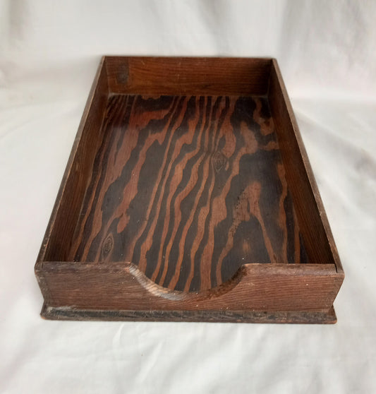 Early 20th century antique wooden desk filing tray