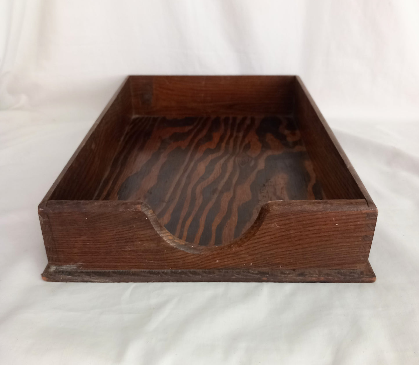 Early 20th century antique wooden desk filing tray
