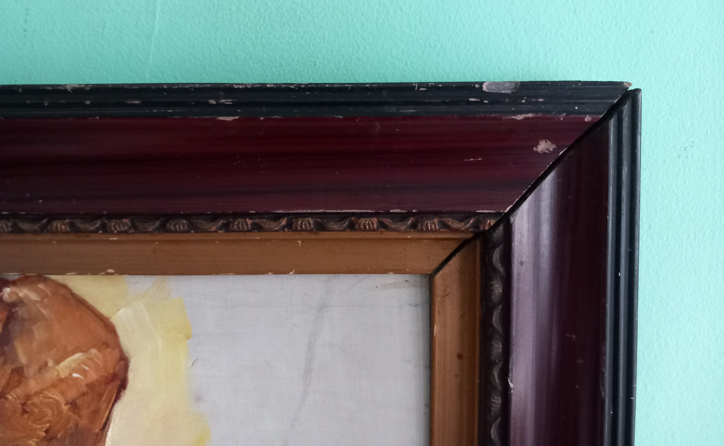 Mid century framed original oil painting of a nude woman 20.5"