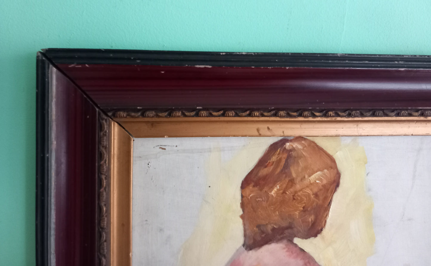 Mid century framed original oil painting of a nude woman 20.5"