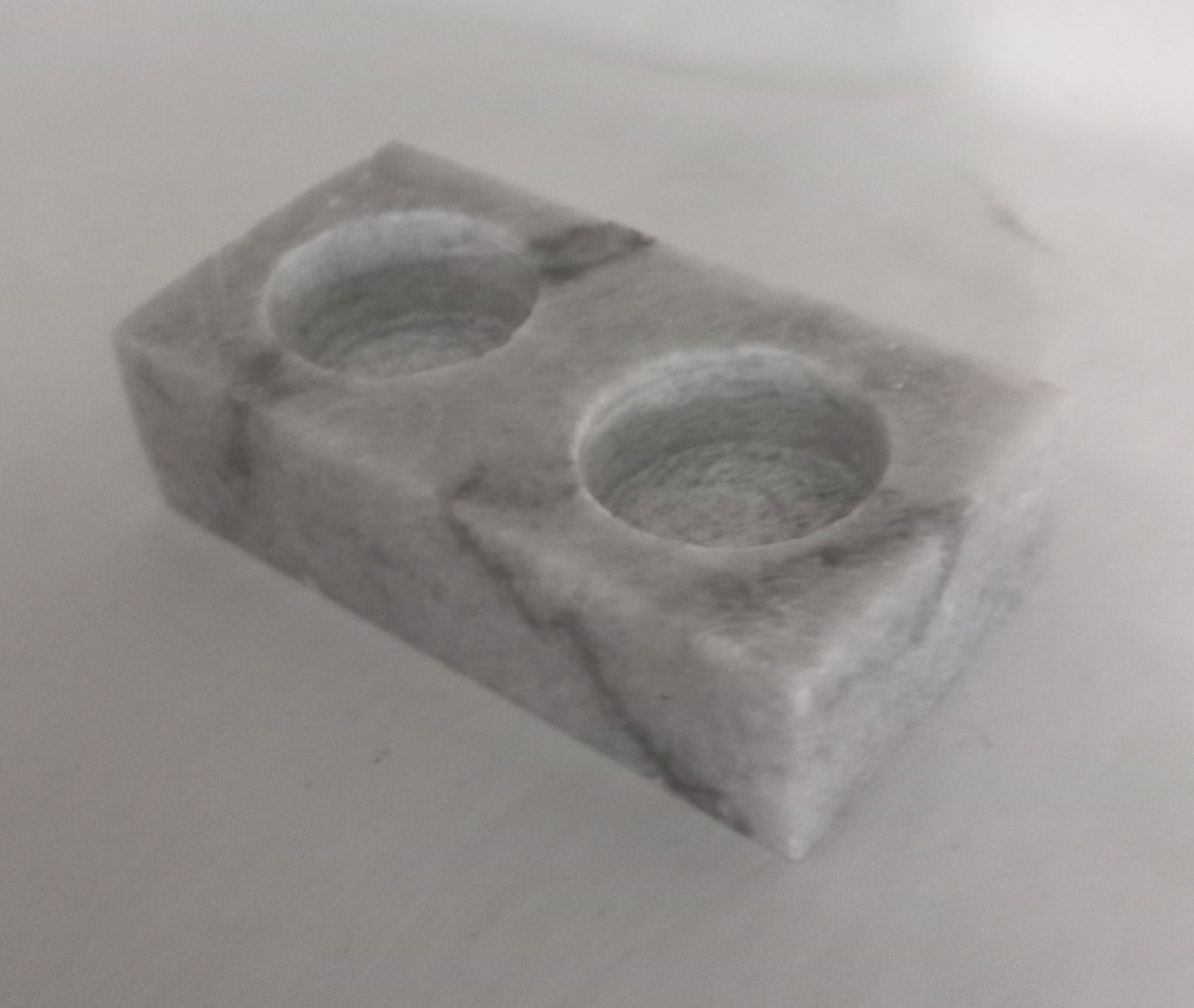 Vintage polished grey marble stone double tea light candle holder