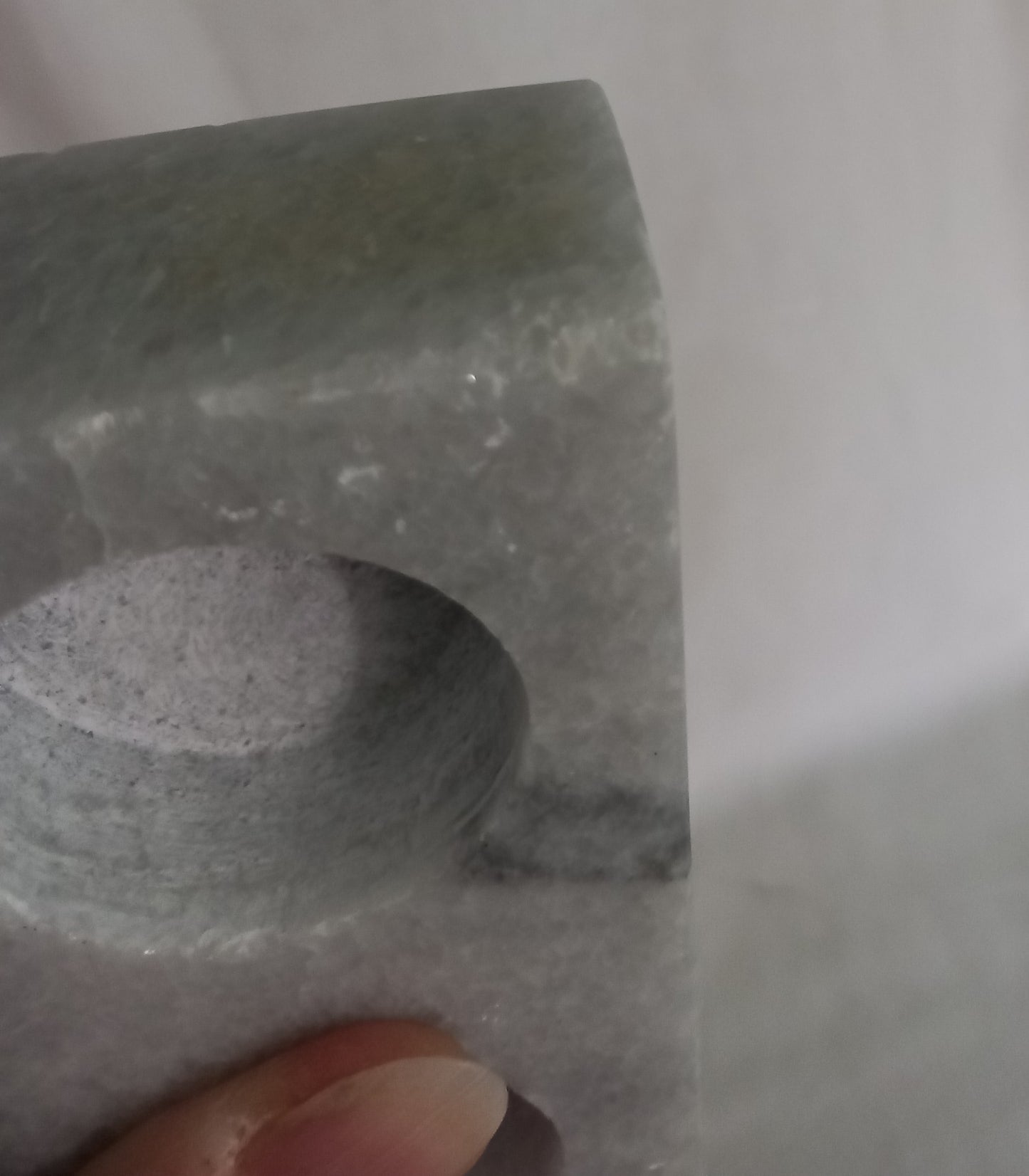 Vintage polished grey marble stone double tea light candle holder