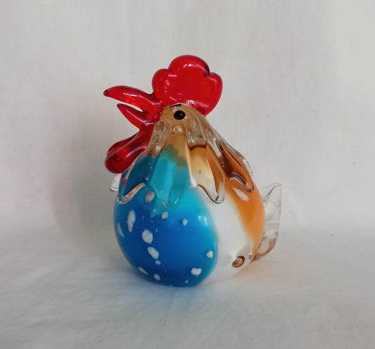Hand blown art glass Murano style chicken paperweight