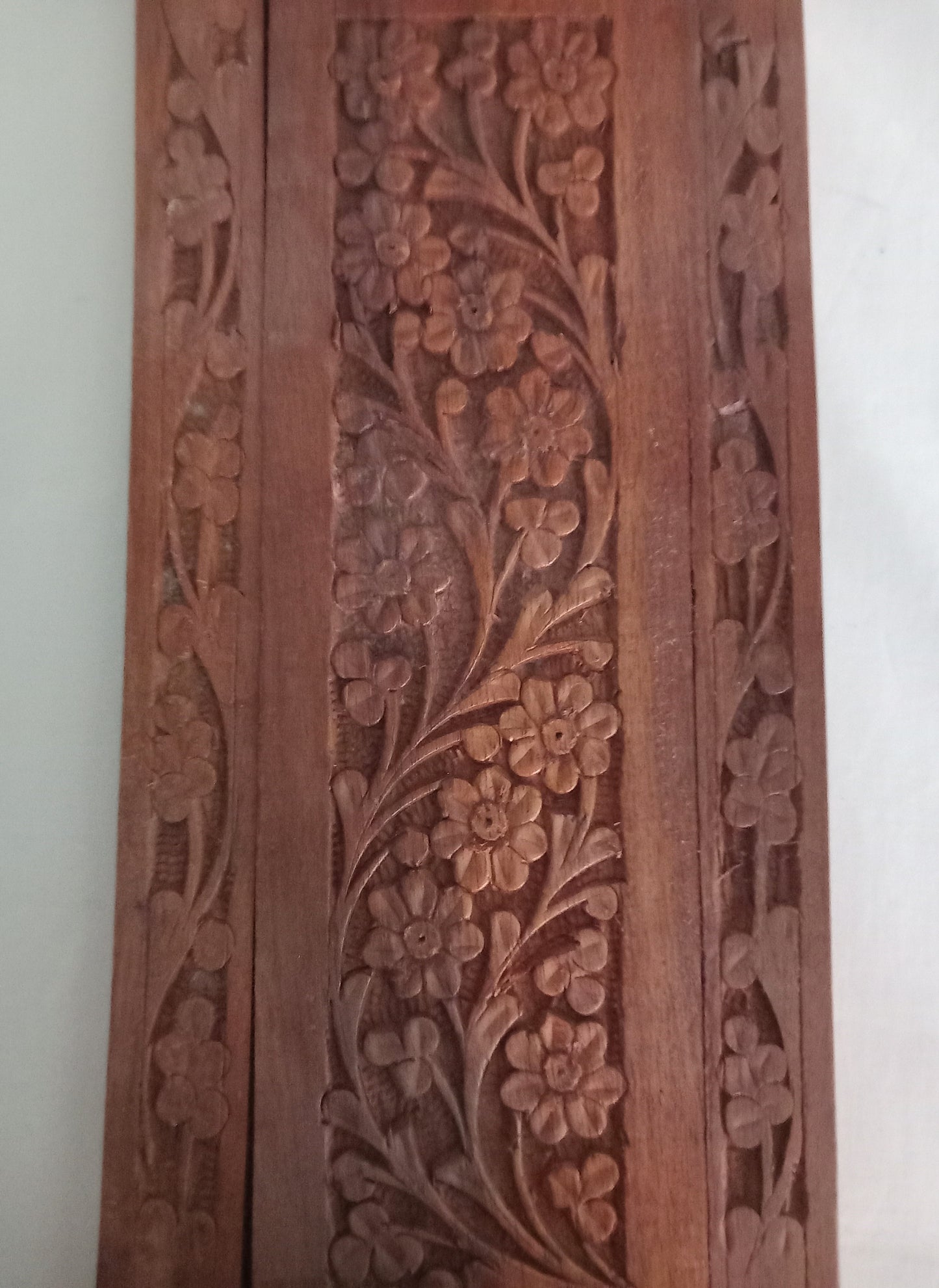 Vintage Indian hand carved wooden folding book stand with elephant design