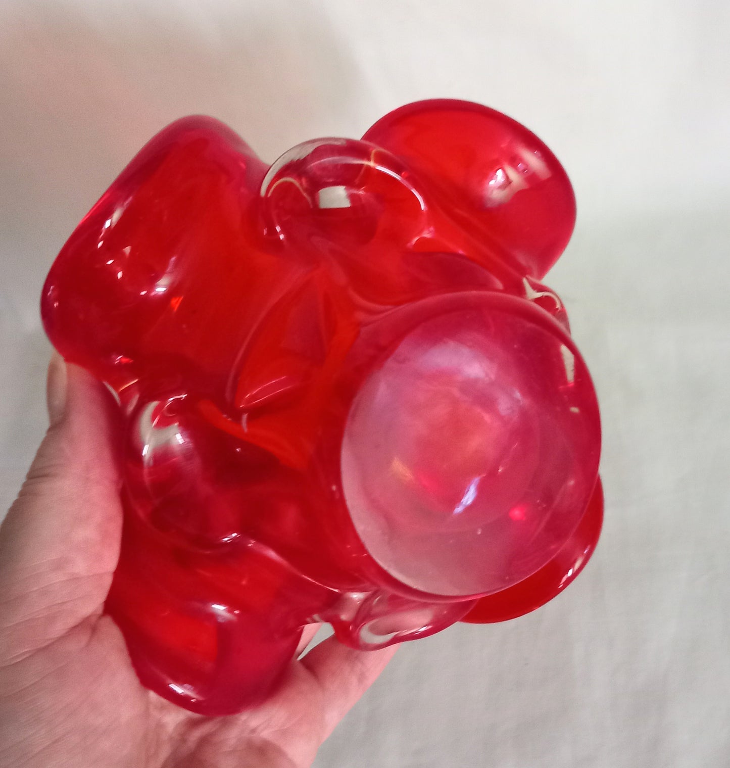 Mid century Murano Glass bowl or ashtray in red cased glass