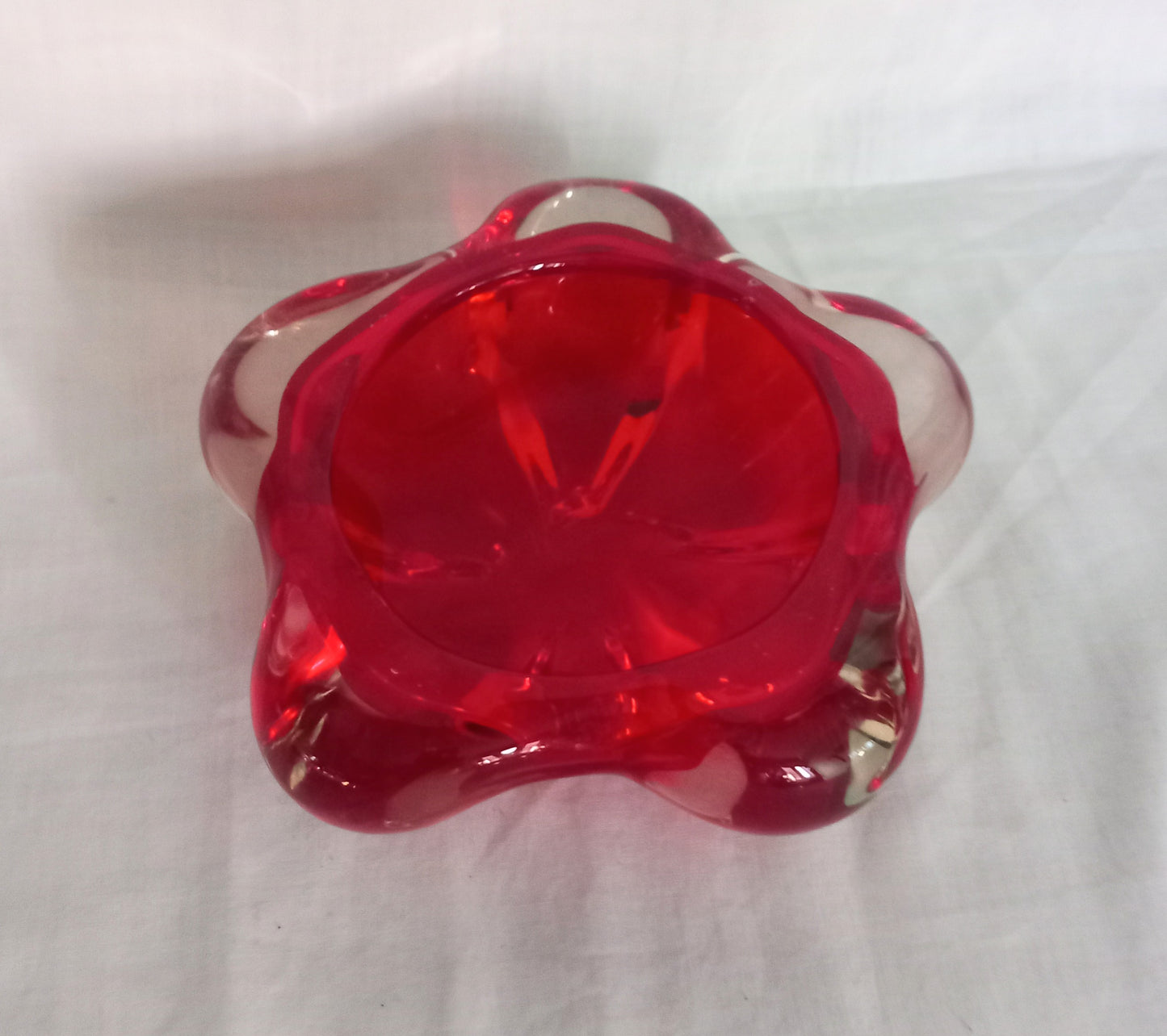Whitefriars #9408 ruby red lobed cased glass bowl