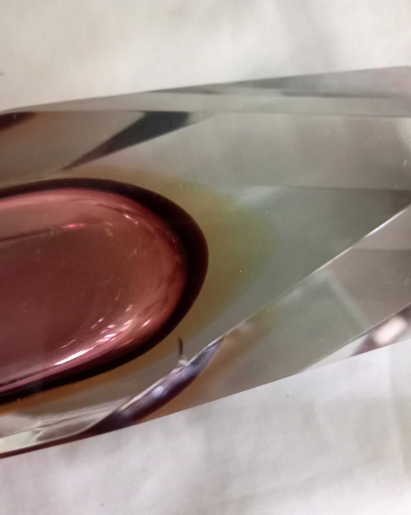 Mid century Murano Glass Mandruzzato purple and yellow faceted vase