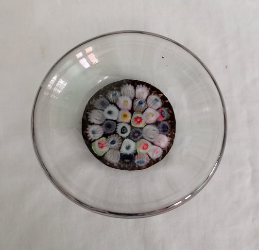 Murano style millefiori cane hand blown glass bowl