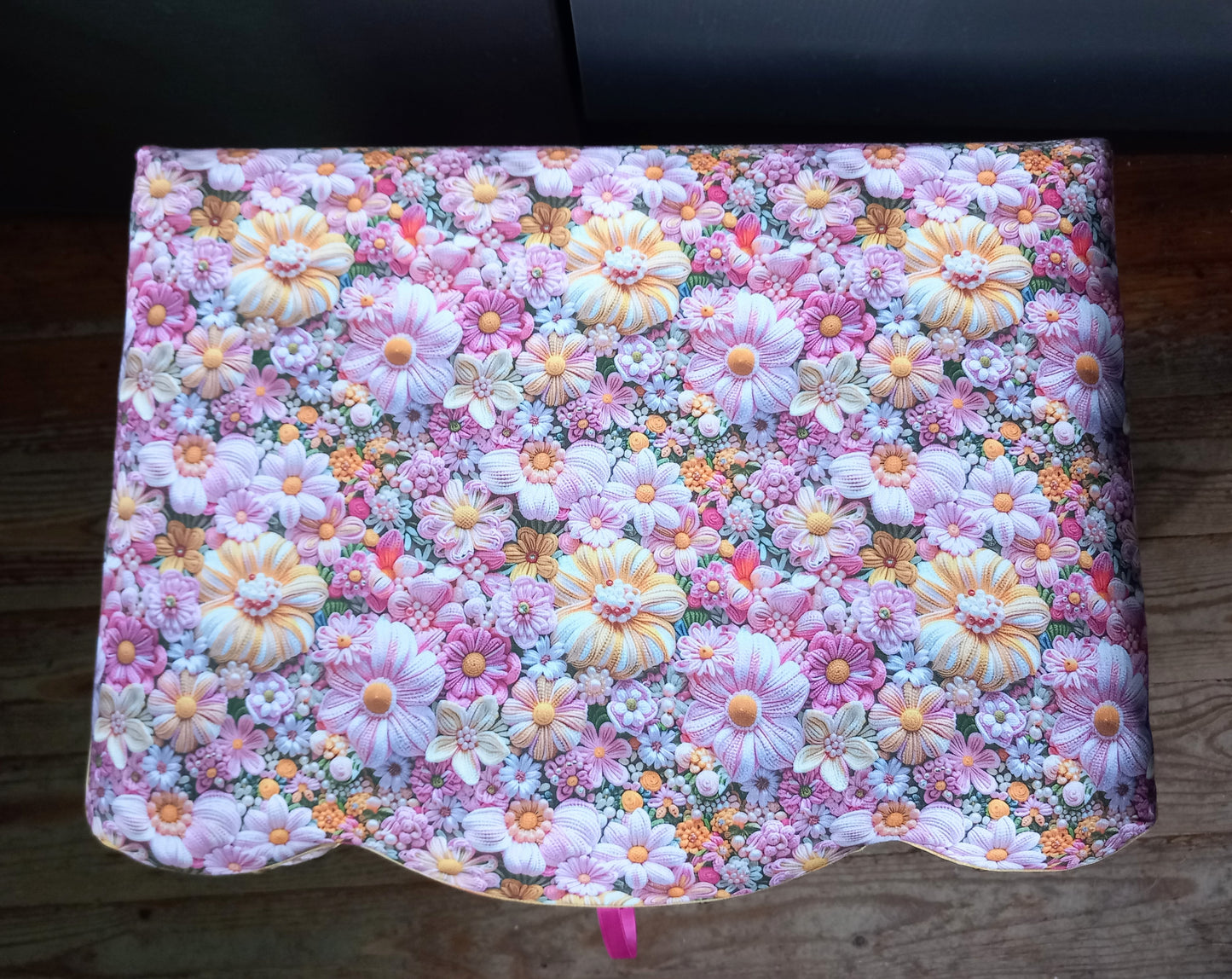 Vintage Lloyd Loom Style Stool Ottomon Laundry Basket Storage Seat Pink Floral