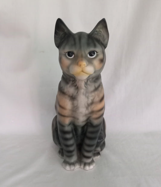 Mid century Japanese large grey cat statue