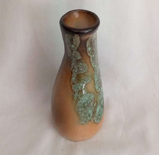 1980s brown & grey studio pottery vase with lava glaze
