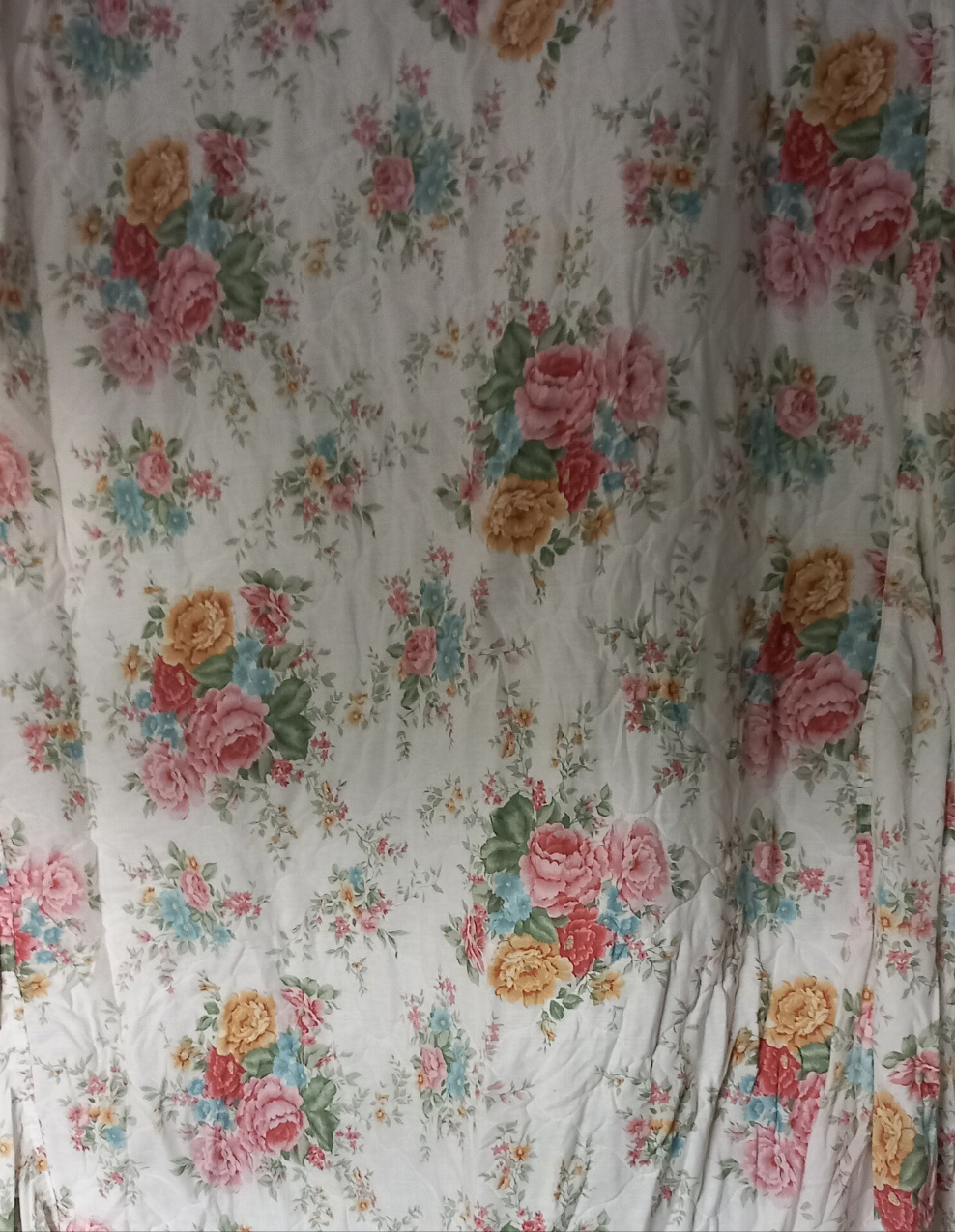 1970s single bed pink flower print valance top sheet