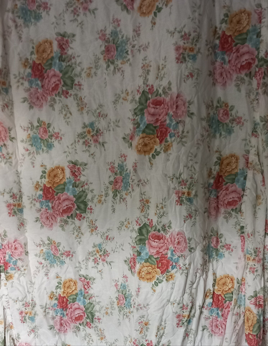 1970s single bed pink flower print valance top sheet