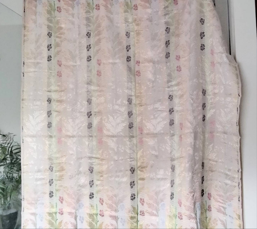 Mid century pink floral satinised single curtain 56"