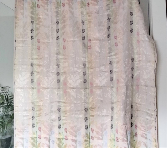 Mid century pink floral satinised single curtain 56"