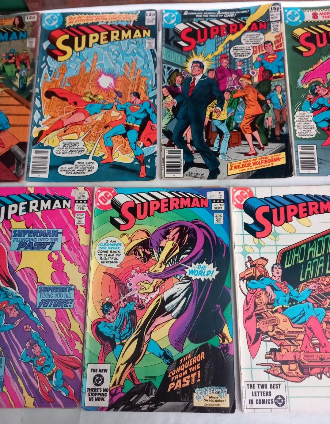 Superman #336 338 341 351 352 380 387 391 403 DC Comics 1979 to 1983 comic lot