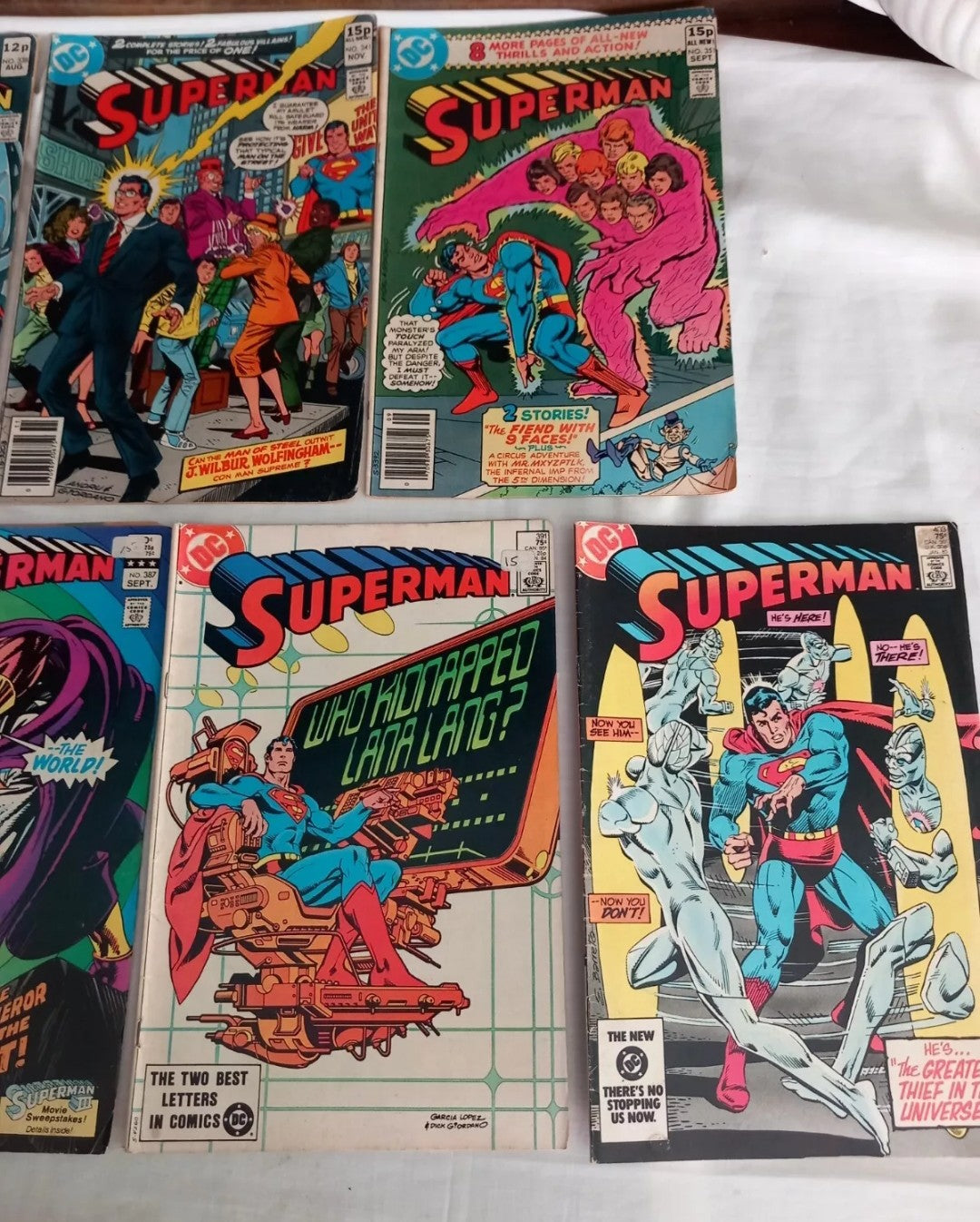 Superman #336 338 341 351 352 380 387 391 403 DC Comics 1979 to 1983 comic lot