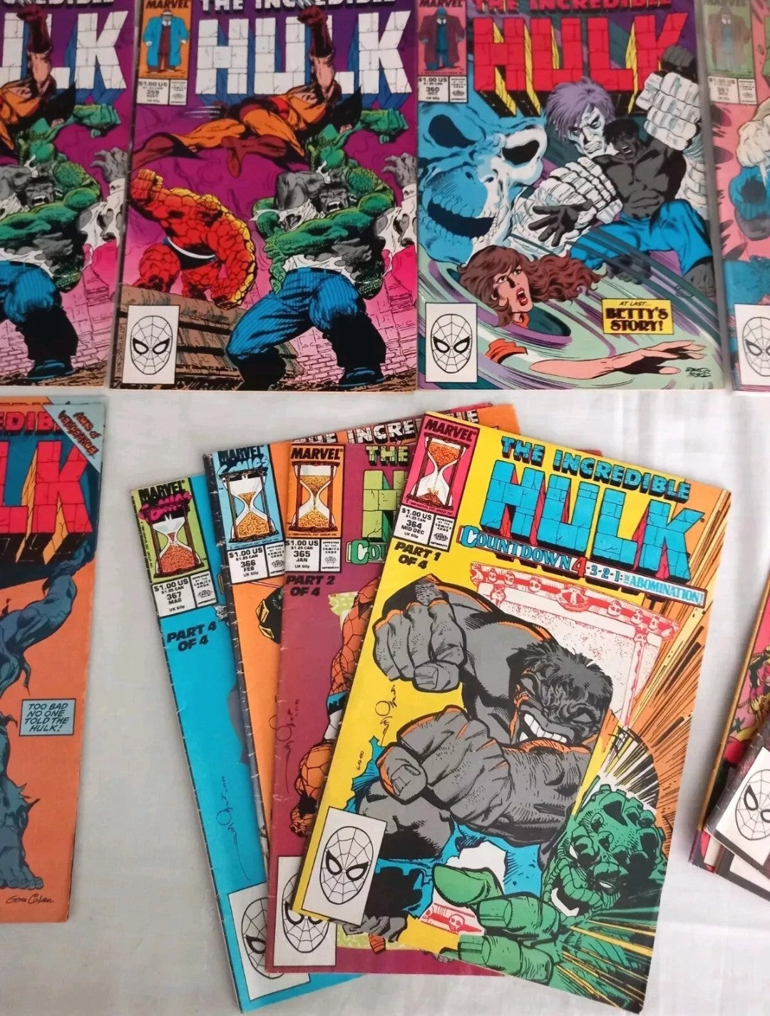 The Incredible Hulk Marvel Comics 1989 #358 to 369 15 comic lot including Countdown set