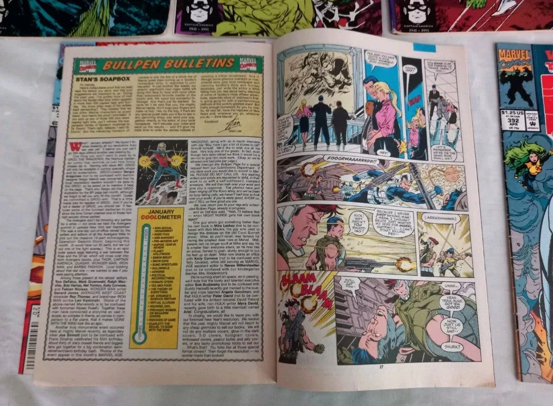 The Incredible Hulk Marvel Comics 1991 #384-387 390-392 comic lot includes War & Pieces set