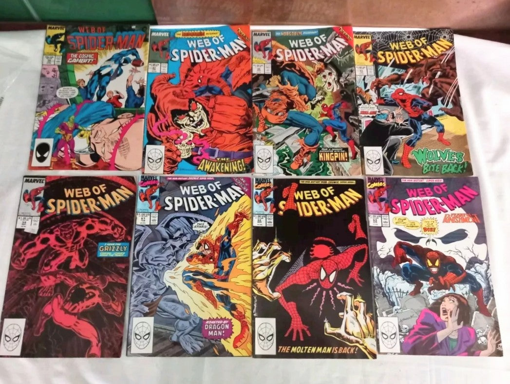 Web Of Spiderman Marvel Comics 1987-90 #34 47 48 51 58 61 62 63 Comic Lot