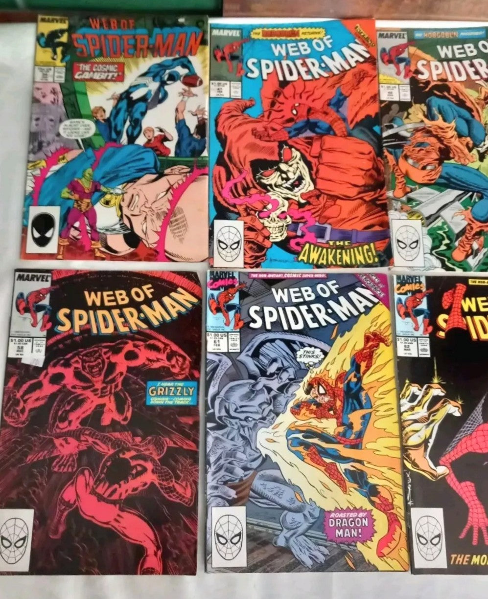 Web Of Spiderman Marvel Comics 1987-90 #34 47 48 51 58 61 62 63 Comic Lot
