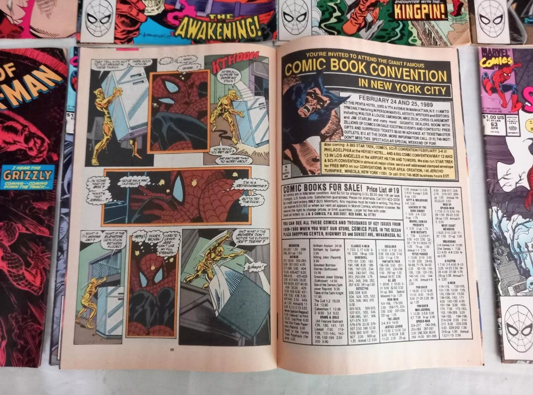Web Of Spiderman Marvel Comics 1987-90 #34 47 48 51 58 61 62 63 Comic Lot
