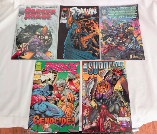 Image Copper Age 5 Comic mixed lot c1992 Spawn, Supreme, Cyber Force, Darker Image, Brigade