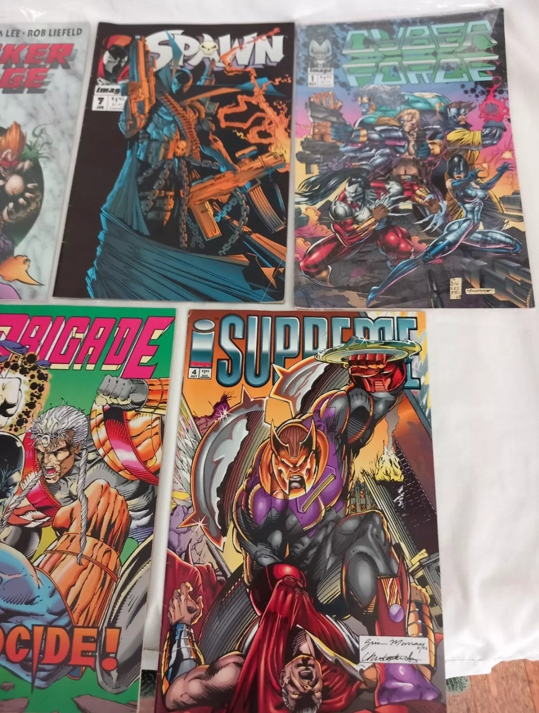 Image Copper Age 5 Comic mixed lot c1992 Spawn, Supreme, Cyber Force, Darker Image, Brigade
