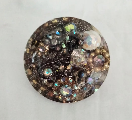 Handmade resin gem paperweight inlaid with aurora borealis rhinestone jewellery