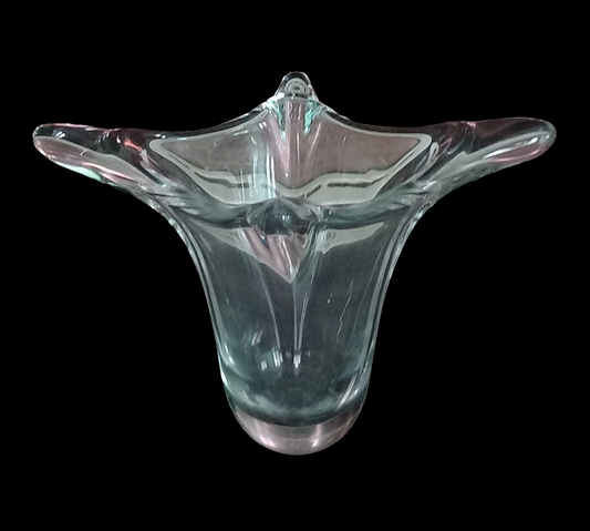 Mid Century Heavy Clear European Art Glass Vase