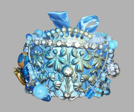 Hand made rhinestone and beaded statement cuff bracelet