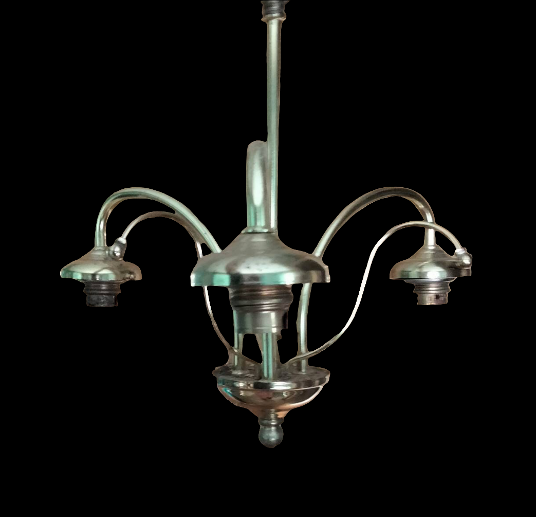 Late 20th Century Vogue Gold Brass 3 Arm Ceiling Light Chandelier