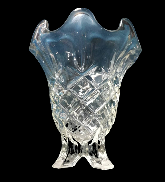 Art Deco clear pressed glass footed vase