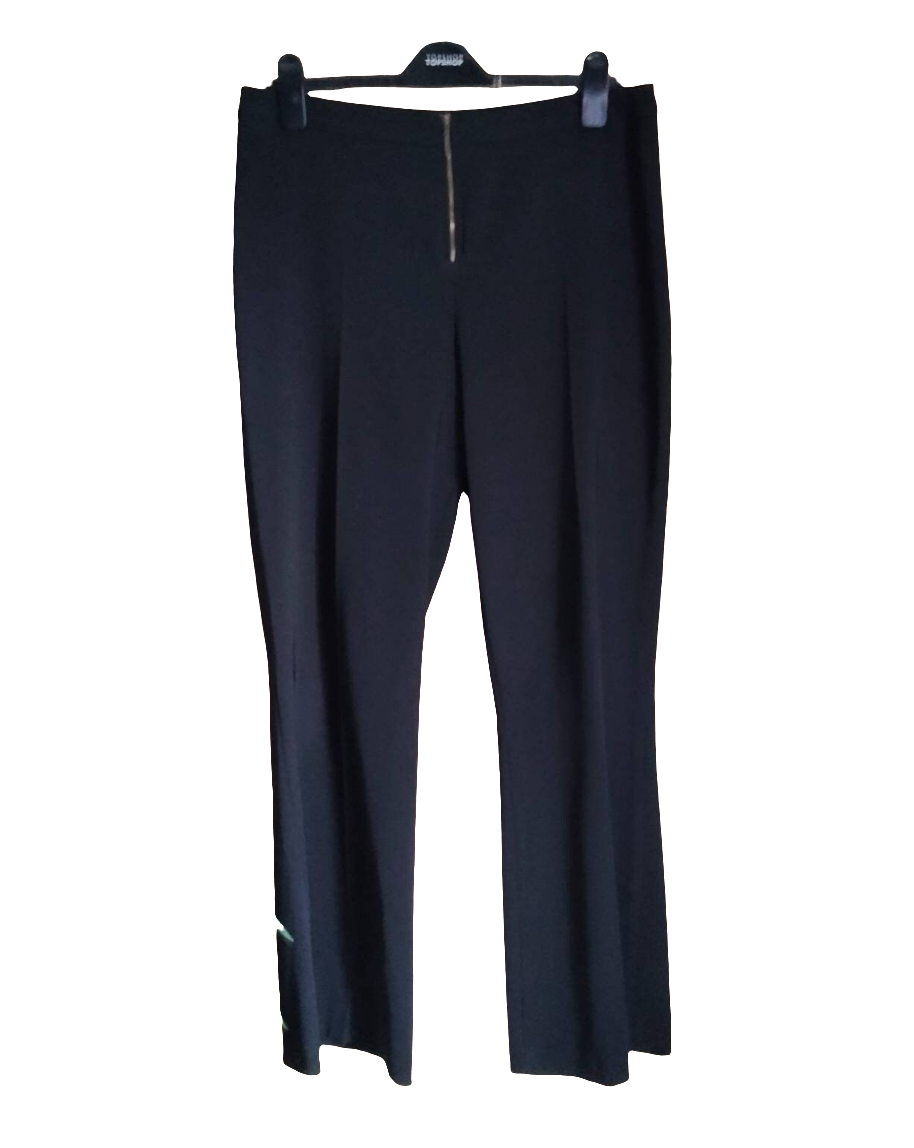 1990s New Look black bootcut zip front trousers 14