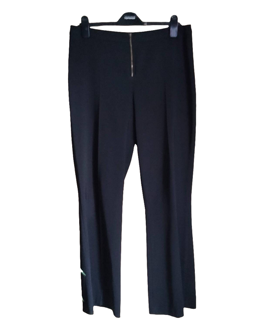 1990s New Look black bootcut zip front trousers 14
