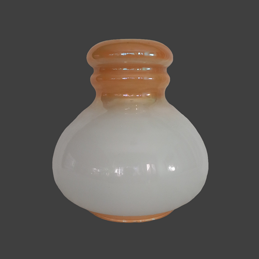 Mid Century White & Brown Lustre Glass Pendant Light Shade 8"