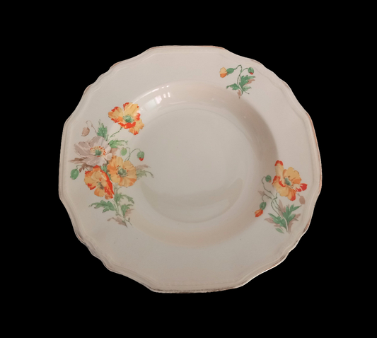 Art Deco Alfred Meakin Yellow Flower Shallow Serving Bowl 10"